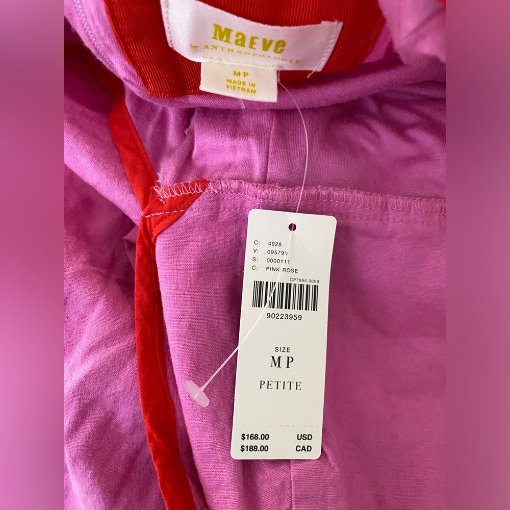 Anthropologie The Dafni Cutout Linen Midi Dress by Maeve size MP PM  pink new - Picture 4 of 4